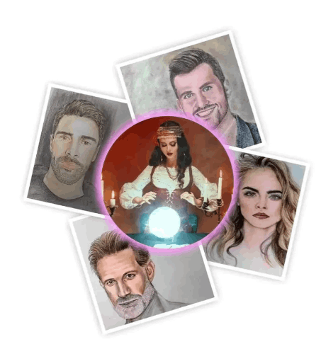soulmate story drawing of  three men and two women